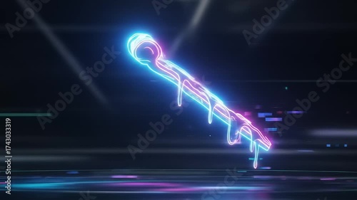 Vibrant Neon Pizza Slice Glows with Dripping Cheese Effect.