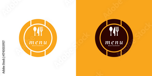 Restaurant menu logo design with spoon and fork symbol