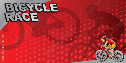 Bicycle Race Sport Background with Racer in Dynamic Silhouette