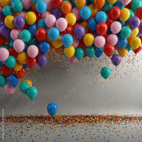 Colorful Balloons and Confetti Celebration Background
