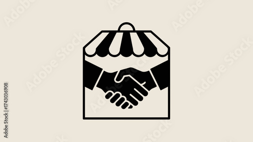 Shop Deal Icon Illustrating Business Acquisitions and Partnerships, Signifying Trade Agreements and Commercial Ventures, Great for Marketing and Financial Context