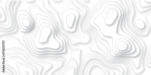 White and gray wave line circle abstract vector Topographic canyon geometric map texture. modern papercut style poster, banner design...	
