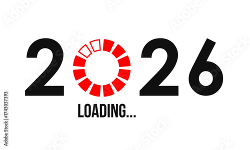 2026 loading round progress bar, vector poster on white background