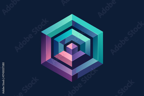 rotating geometric cube formations in iridescent m