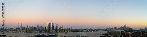 New York sunset with full moon