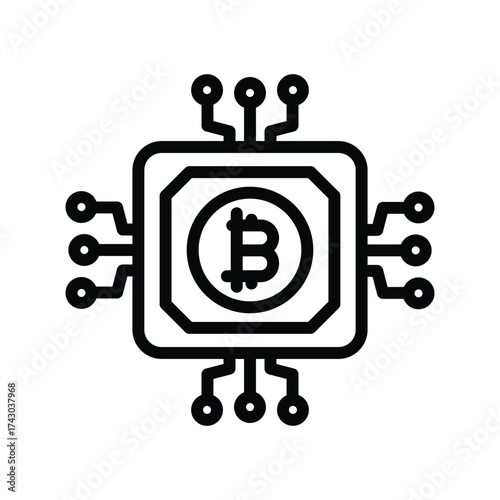 Bitcoin processing line icon , vector, pixel perfect, illustrator file 
