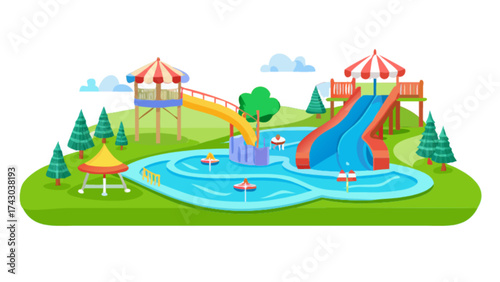 Explore amazing water park with slides and pools for family fun and summer vacation adventure time now