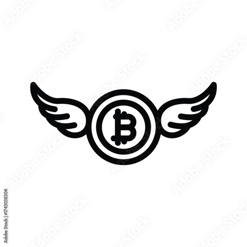 Bitcoin Wing line icon , vector, pixel perfect, illustrator file 
