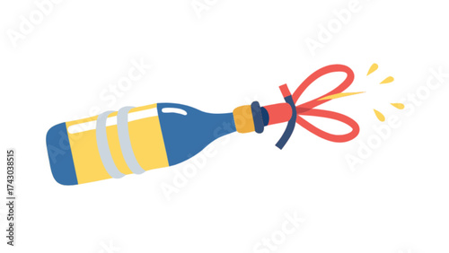 Celebration champagne bottle popping vector illustration for party event and new year celebration design