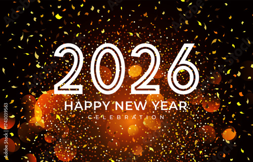 happy new year 2026 background with golden shiny sparkle