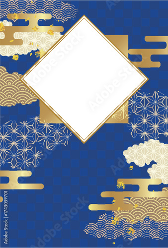 和柄　年賀状　金　背景	