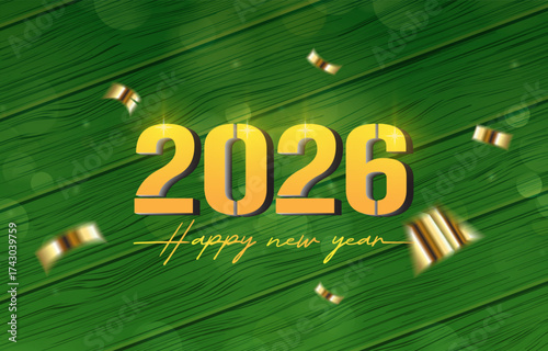 happy new year 2026 background with 3d text shiny light