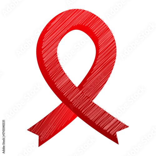Red awareness ribbon symbol illustration for world health hiv aids cancer charity support design graphic