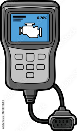 Diagnostic Tool Displaying Engine Diagram and Percentage Reading.