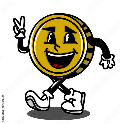 Illustration of a happy coin