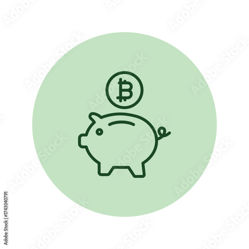 Bitcoin Piggy bank pentaglow , vector, pixel perfect, illustrator file 
