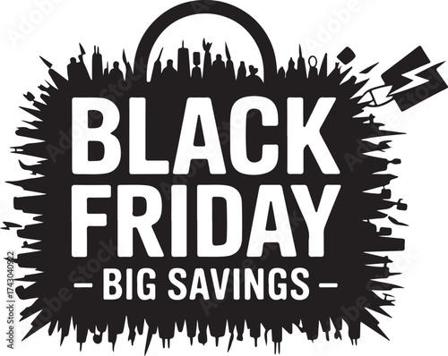 Black Friday Shopping Mall Silhouette Vector