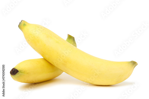 Ripe bananas stacked together. isolated on white background.
