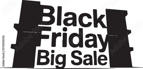 Black Friday Shopping Mall Silhouette Vector