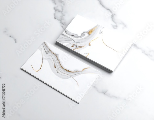 Elegant white cards with gold marble design