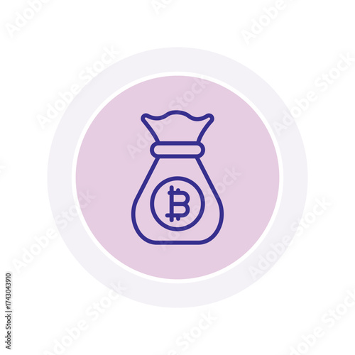 Bitcoin Money Bag color circle icon , vector, pixel perfect, illustrator file 
