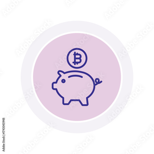 Bitcoin Piggy bank color circle icon , vector, pixel perfect, illustrator file 

