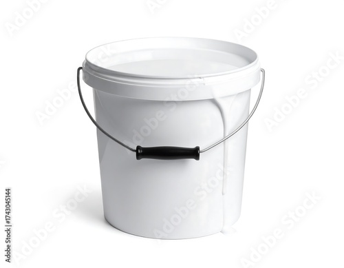 White plastic bucket with liquid