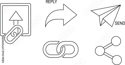 Vector icons for upload reply send link and share communication
