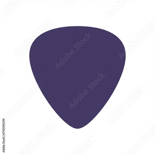 A single dark purple guitar pick isolated on a white background.