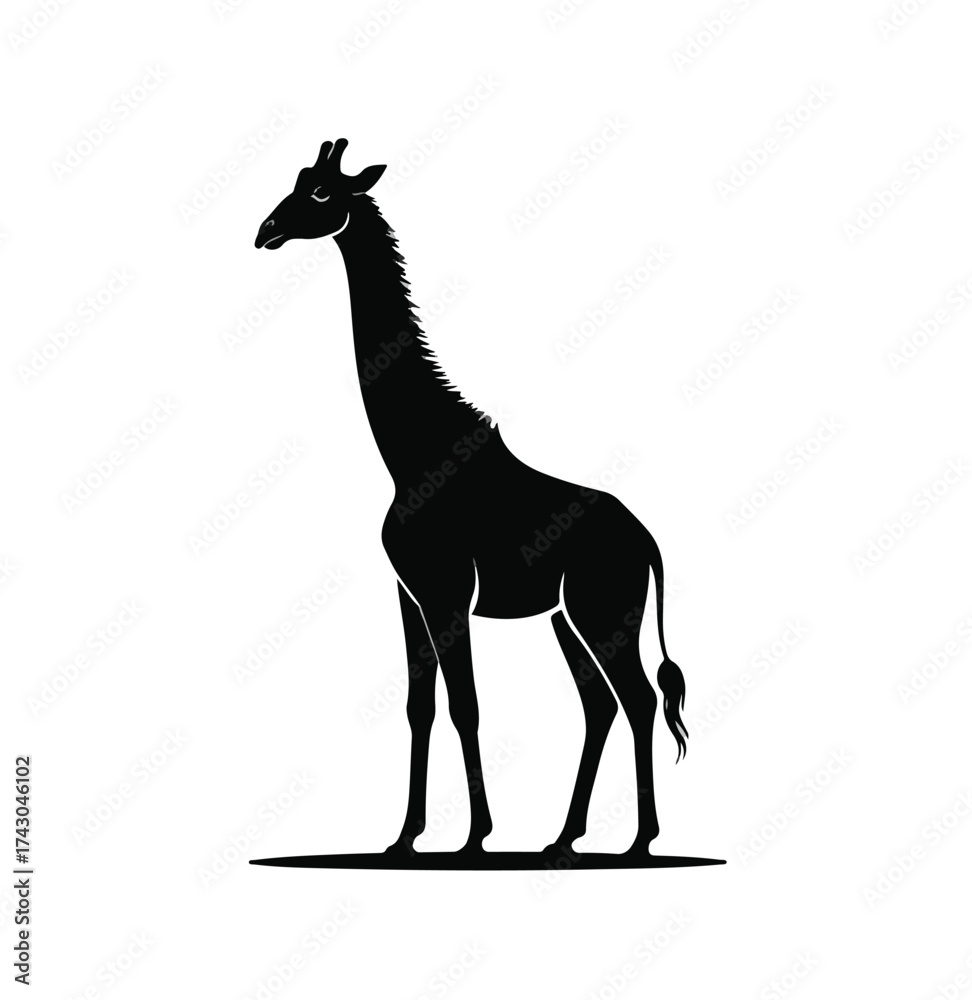 Fototapeta premium Minimalist Giraffe Silhouette in Black and White – Abstract Digital Art