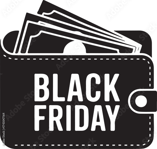 Black Friday Wallet Silhouette Vector