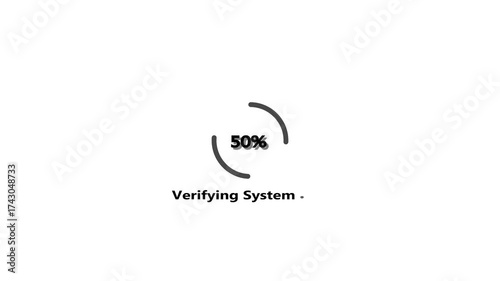 Modern circular progress loading animation with percentage indicator on White background showing digital system verifying system  interface motion.
