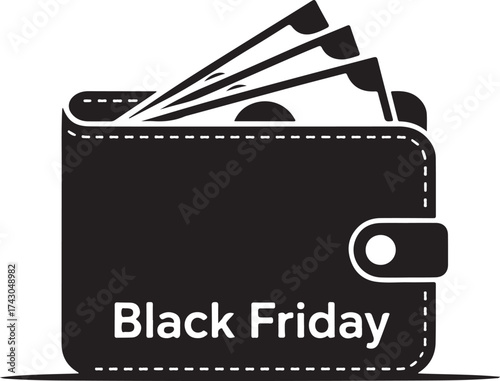 Black Friday Wallet Silhouette Vector