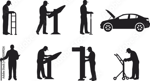 Auto mechanic, car repair, diagnostics check, maintenance service, technician tools, garage inspection, vehicle repair, mechanic working, car service, engine diagnostics, automotive workshop, 