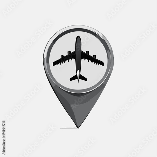 Airplane location pin icon Flat vector design for travel and aviation concepts