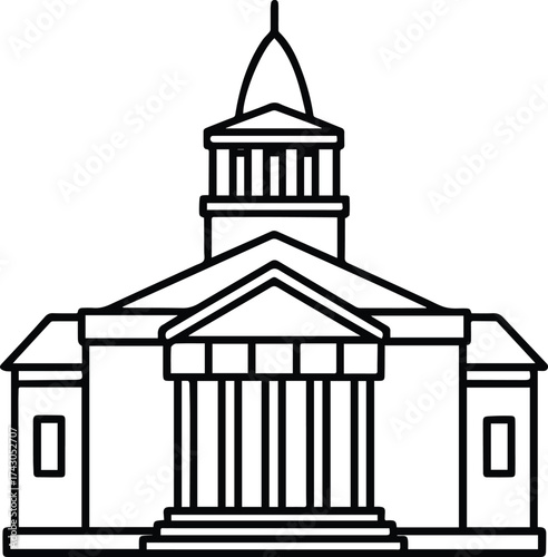 town hall outline vector illustration line art