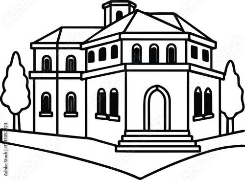 villa outline vector for architecture and design