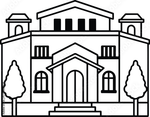 villa outline vector for architecture and design