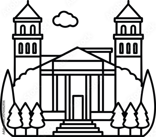 university building outline vector for education and design