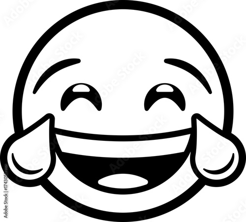 Black tears of joy emoji - outline
