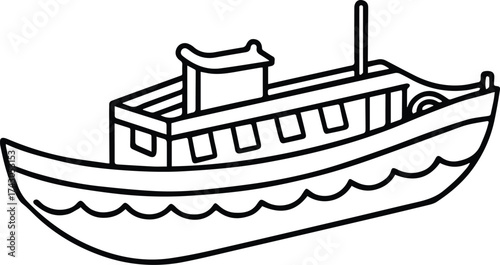 paddle boat outline vector for nautical and design use