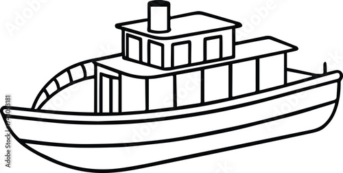 paddle boat outline vector for nautical and design use