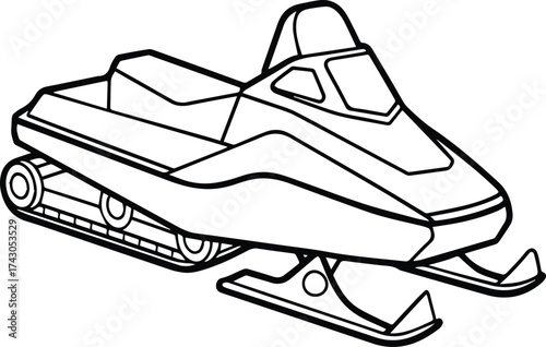 snowmobile vehicle outline vector for winter and transport design