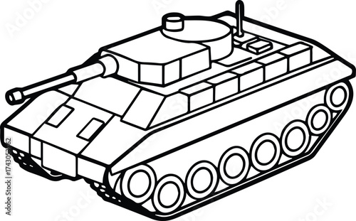 tank vehicle outline vector for military and defense design