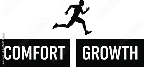 Comfort zone growth mindset jump motivation challenge concept