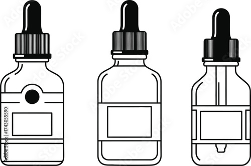 Essential oil bottles vector design with dropper outline style