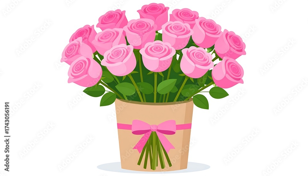Obraz premium Pink roses in a pot