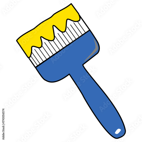 Illustration of a Paint Brush with Yellow Paint