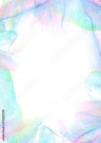 オーロラのような水彩フレームイラスト