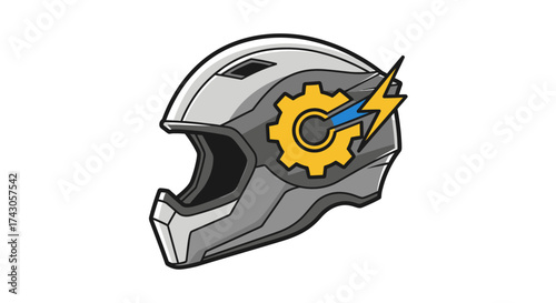 Modern tactical military helmet illustration featuring integrated night vision optics and auxiliary lights, designed for advanced security and combat operations